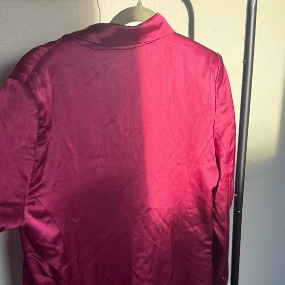 House of Harlow 1960 Satin Blazer - Burgundy - Picture 9 of 12